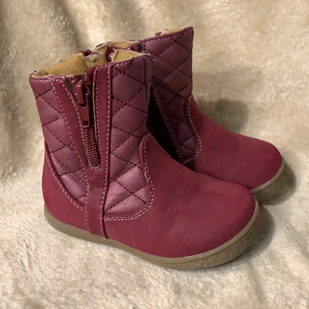 Rachel Shoes Girls Quilted Maroon Boots